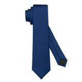 Microfibra Masculina Skinny Solid Blue Tie Kooelle De 6 Cm