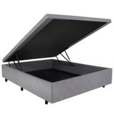 Base Box Baú Viúva Em Courino 120x203x42cm Cinza
