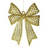 Kit 8 Enfeites Árvore Natal Laço Dourado Glitter 24cm