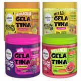 Kit 4 Gelatinas Salon Line Todecacho Melão + Melancia + Maracujá + Uva 550g