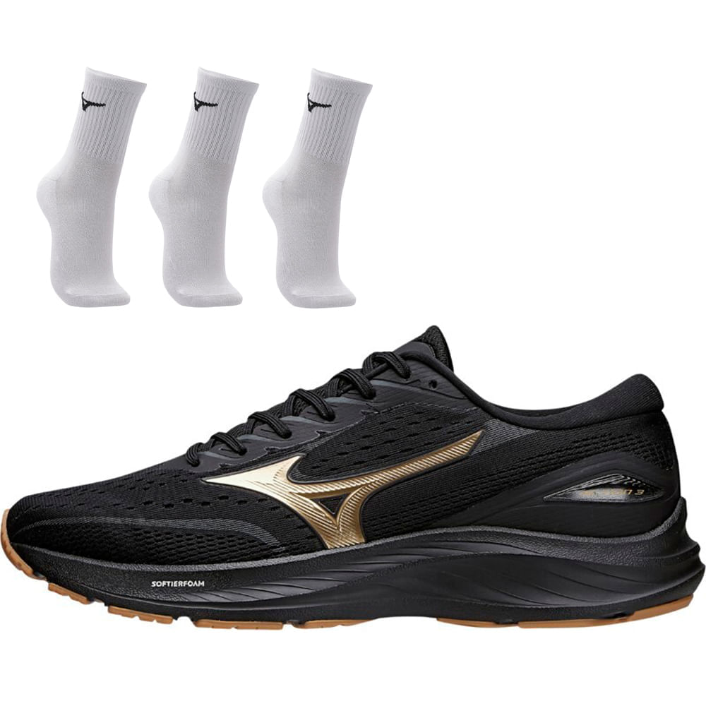 Kit 1 Tênis De Corrida Masculino Mizuno Action 3 E 3 Pares De Meia Cano Médio