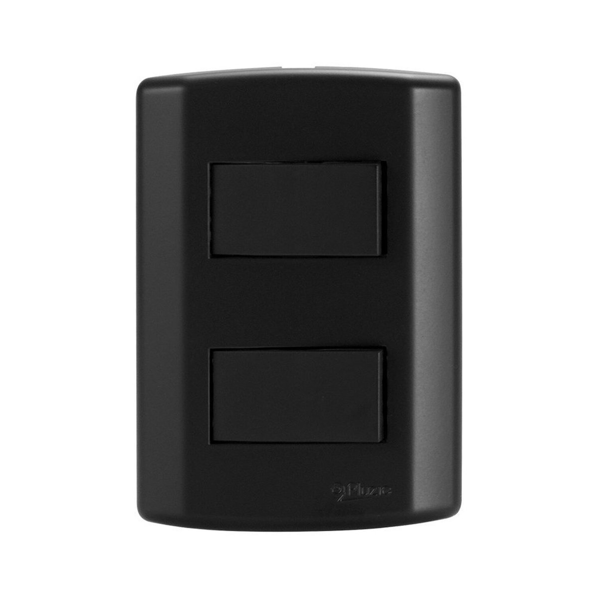 Interruptor De 2 Teclas Simples, Modular, Com Placa 4x2 E Suporte Preto Fosco