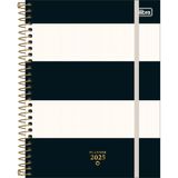 Tilibra - Planner Espiral 17,7 X 24 Cm West Village 2025 - Listras Grossas Bege E Preta