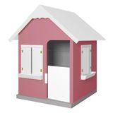 Casinha De Brinquedo Com Floreiros Mdf Rosa-branco - Criança Feliz