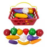 Kit Legumes Verduras De Brinquedo Cesta De Mercado 12 Itens - Cesto De Mercado Infantil 12 Peças Frutas Legumes - Panami