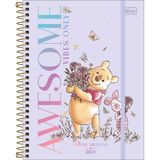 Tilibra - Planner Espiral 17,7 X 24 Cm Pooh 2025 - Awesome Vibes Only Fundo Lilás