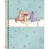 Tilibra - Planner Espiral 17,7 X 24 Cm Pooh 2025 - Winnie The Pooh Fundo Verde