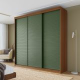 Guarda-roupa Casal 3 Portas De Correr Ripadas Samambaia Cabecasa Madeiramadeira Freijó/verde