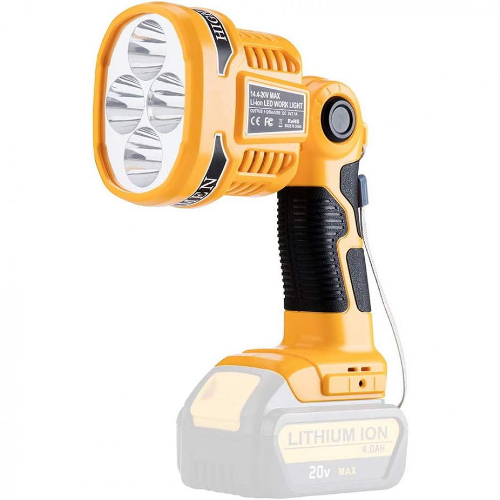 Lanterna De Mao 1120lm, 12w Com Bateria Recarregavel Para Trabalho, Amarela, Hipoke, Amarelo