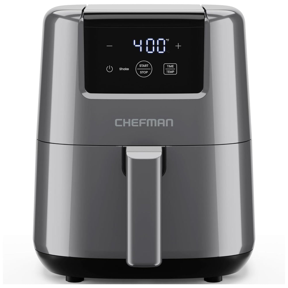 Mini Air Fryer 1,8l Com Temporizador Digital, Lembrete De Agitação, Cesto Antiaderente E Lavável Na Máquina De Lavar Louças, 110v 900w, Chefman, Cinz