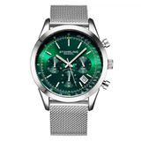 Relogio Masculino Stuhrling Rialto Quartzo 44mm Com Cronografo, Prata E Verde