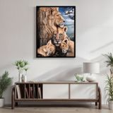 Quadro Decorativo Leão Leoa E Filhotes Animal 005 40cmx60cm