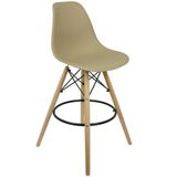 Banqueta Charles Eames Eiffel Wood Design Base Fixa Madeira - Bege
