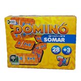 Brinquedo Dominó Aprendendo A Somar 28 Peças Mdf +3 Anos
