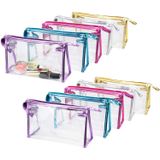 10 Pcs Saco Cosmético Transparente Impermeável, Pvc Clear Makeup Organizing Bags Com Zíper Perfeito Para Banheiro, Viagem