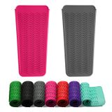 2 Pack Heat Resistant Silicone Mat Pouch For Flat Iron, Curling Iron, Hair Straightener, Hair Curling Wands, Hot Hair Tools (cinza &amp; Hot Pin