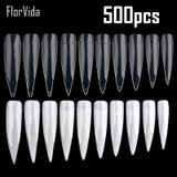 Florvida 500pcs Branco Falso Unha Dicas De Plástico Transparente Natural