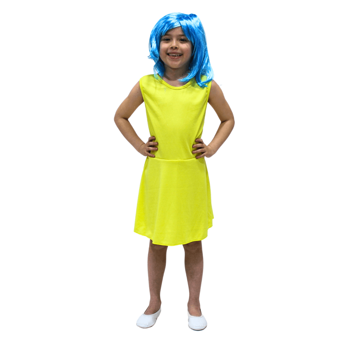 Vestido Alegria Divertidamente Fantasia Infantil Da Personagem P