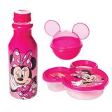 Kit Refeição Minnie Garrafinha Retrô 500ml E Potes Minnie Rosa - Plasútil