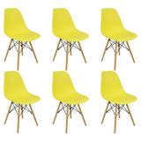 Kit 6 Cadeiras Charles Eames Eiffel Wood Design Amarelo Amarela