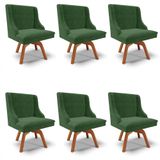 Kit 6 Cadeiras Estofadas Giratória Para Sala De Jantar Lia Suede Verde - Ibiza