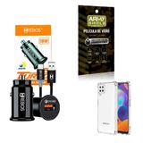 Kit Carregador Veicular + Capinha Samsung M62 + Película 3d