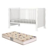 Berço Americano Com Colchão Carolina Baby Mini Cama 2 Em 1 Para Quarto Bebê Luna Branco