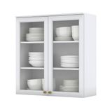 Armário Aéreo 2 Portas De Vidro 80 Cm Americana Branco Hp - Henn