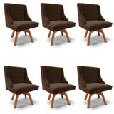 Kit 6 Cadeiras Estofadas Giratória Para Sala De Jantar Lia Suede Marrom - Ibiza
