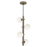 Luminária Pendente Jabuticaba Vertical 4 Globos Vidro Bronze