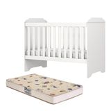 Berço Americano Com Colchão Carolina Baby Mini Cama 3 Em 1 Para Quarto Bebê Helena Branco