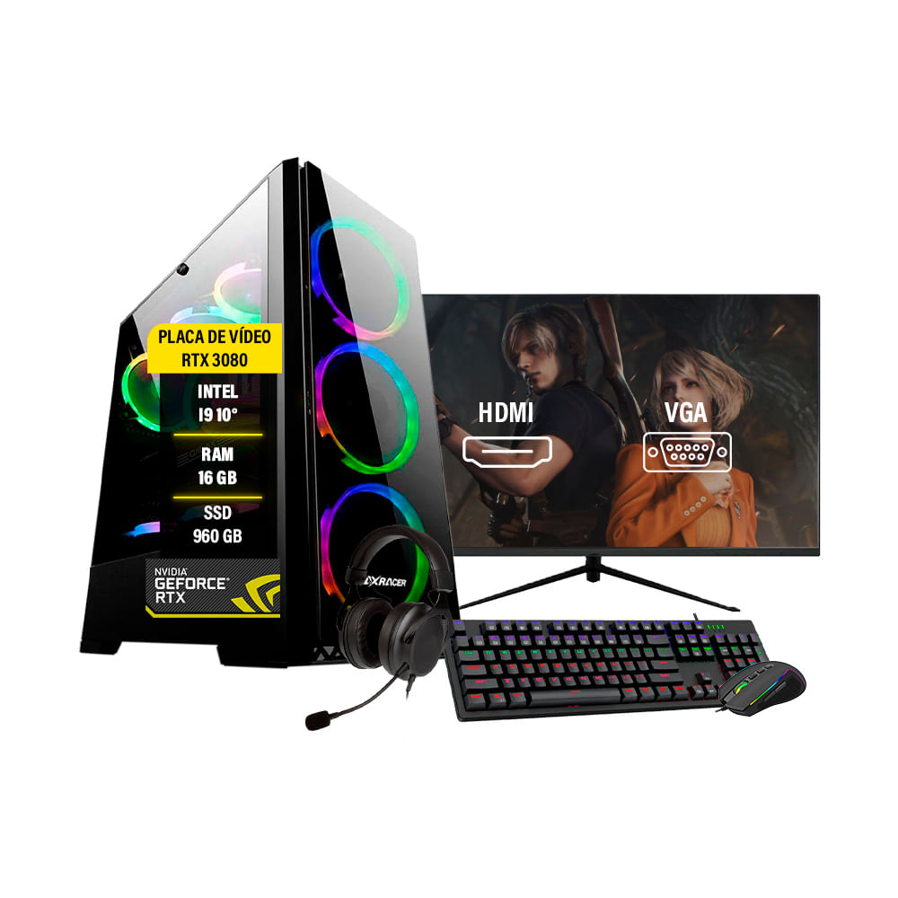 Pc Gamer I9 10° 16gb Ram Rtx 3080 10gb Ssd 960gb Monitor