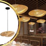 Luminária Pendente 60cm Lustre Teto Bambu Natural Gimpo