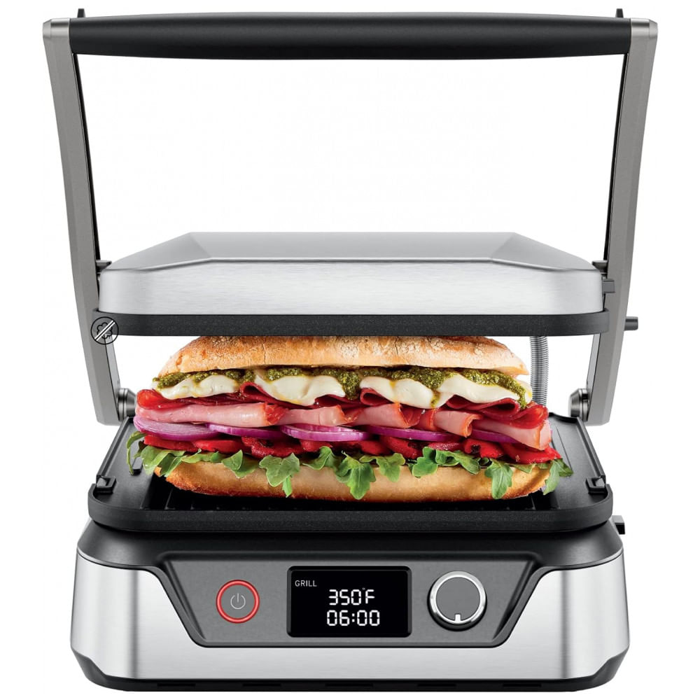 Grill Elétrico 5 Em 1 Com Revestimento Antiaderente E Placas De Grelhar Removíveis E Reversíveis, 110v 1500w, Chefman, Prata