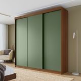 Guarda-roupa Casal 3 Portas De Correr Lisas Samambaia Cabecasa Madeiramadeira Freijó/verde