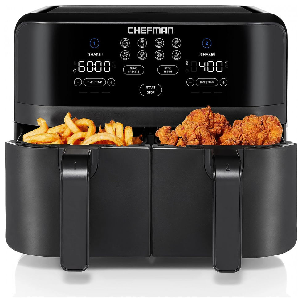 Fritadeira Eletrica Airfryer 9l Com Painel Digital E Cesto Duplo, 110v, Chefman, Preta