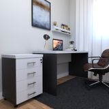 Conjunto Escritório / Home Office Kit Com Mesa, Gaveteiro E Prateleira