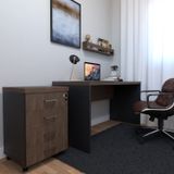 Conjunto Escritório / Home Office Kit Com Mesa, Gaveteiro E Prateleira