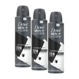 Kit 3 Desodorantes Aerosol Dove Men+care Invisible Dry 150ml