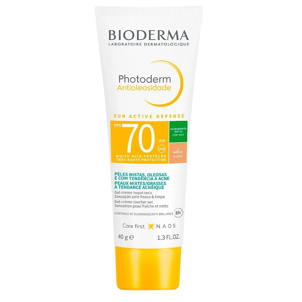 Protetor Solar Facial Bioderma Photoderm Antioleosidade Fps 70 Cor 3 Médio 40g