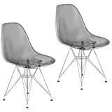 Kit 2 Cadeiras Charles Eames Cristal Eiffel Designer Cinza