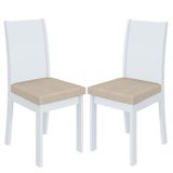 Cadeira Para Mesa De Jantar Athenas Kit 02 Peças Linho Rinzai Bege Branco - Lopas