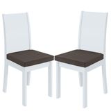 Cadeira Para Mesa De Jantar Athenas Kit 02 Peças Veludo Liso Marrom Branco - Lopas