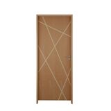 Kit Porta De Madeira 72 X 2.10 Friso Agatha Bat.misto 14cm Fech Ext. Cromada Lado Direito - Hale
