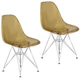 Kit 2 Cadeiras Charles Eames Cristal Eiffel Designer Transparente