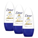 Kit 3 Desodorantes Antitranspirantes Roll-on Dove Original 50ml