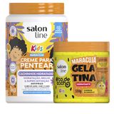 Kit Creme De Pentear Salon Line Kids Cachinhos Hidratados Maracujá 1kg + Gelatina Salon Line Todecacho Kids Maracujá 550g