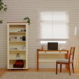 Conjunto Home Office 1 Mesa 120cm 2 Gavetas 1 Estante Para Livros Ananda Cabecasa Madeiramadeira Off White/mel