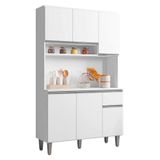 Kit Armario Cozinha 105cm Compacta 6 Portas Marcia Branco Aj