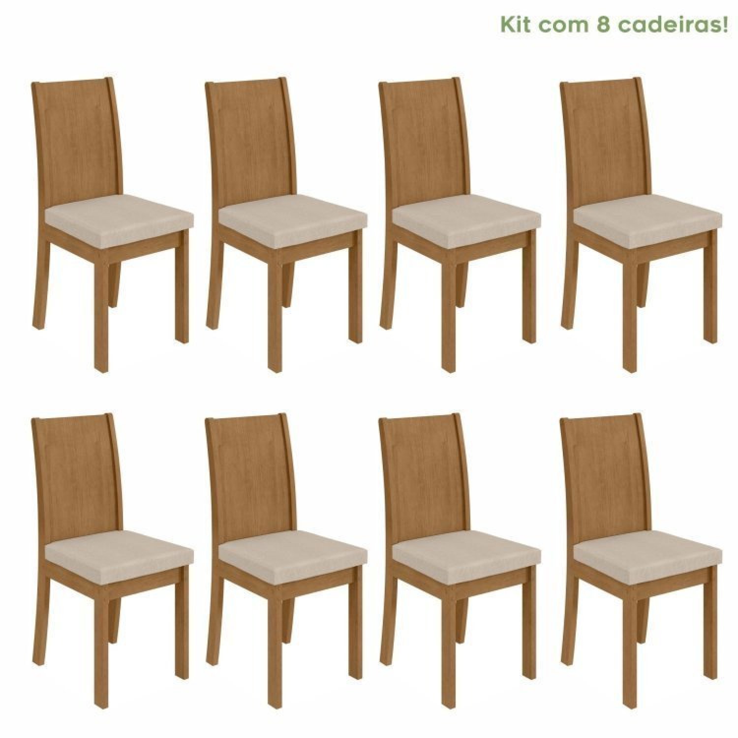 Conjunto Com 8 Cadeiras Para Sala De Jantar Athenas Amêndoa Clean/rinzai Bege